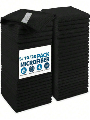 HYER KITCHEN 5/10/20pcs Black Cleaning Dish Cloth Towel Set, Super Soft & Quick Dry